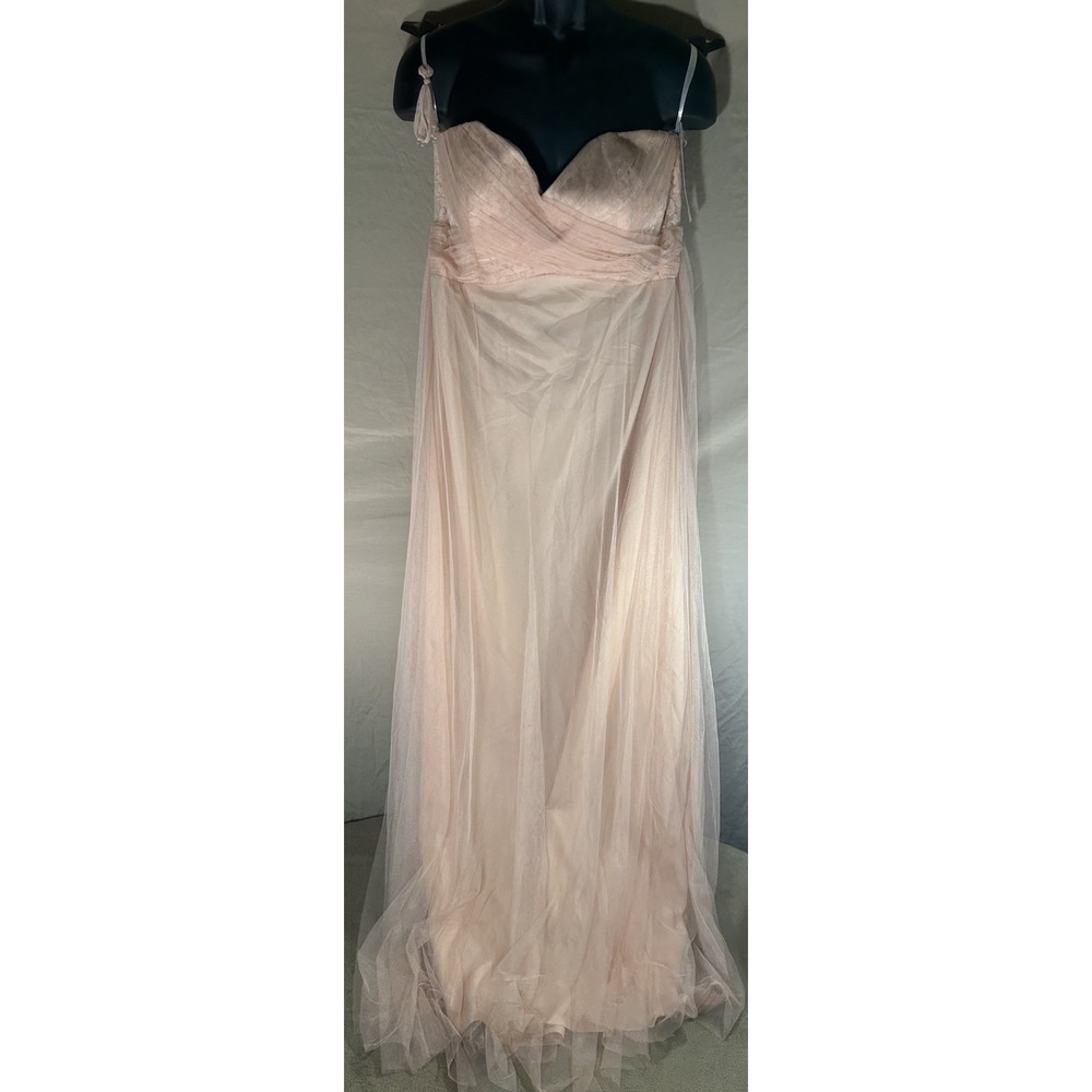 NWT Christina Wu Celebration 22812 Blush Pink Lace Tulle Formal Gown Dress Sz 14